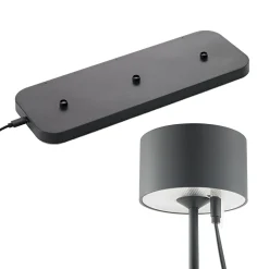 LED-akku-pöytävalaisin Veluna, musta, 3 kpl, 25 cm, IP44