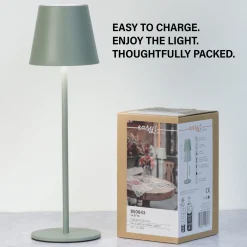 LED-akku-pöytävalaisin Viletto, salvia, IP54