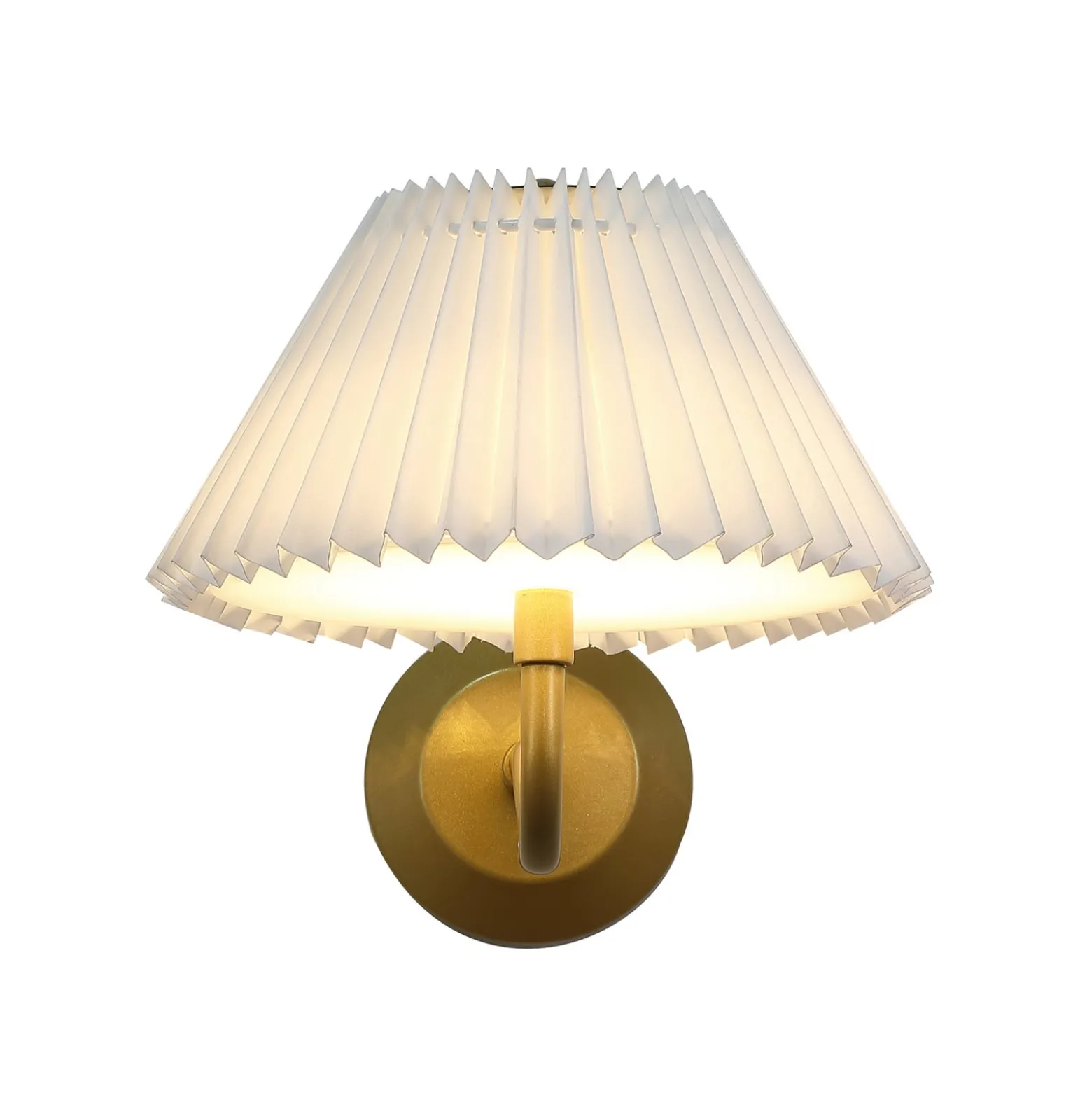 LED-akku-seinävalaisin DANISH, ulkonema 25 cm, kullankeltainen metalli
