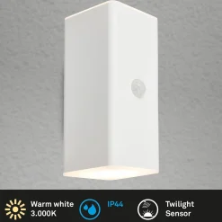 LED-akku ulkoseinävalaisin, valkoinen, anturi, ylös/alas