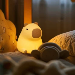 LED-akkuvalo Piggy, ruskea, korkeus 12 cm, silikoni