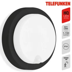 LED-anturi ulkoseinävalaisin Dortmund Ø17cm musta