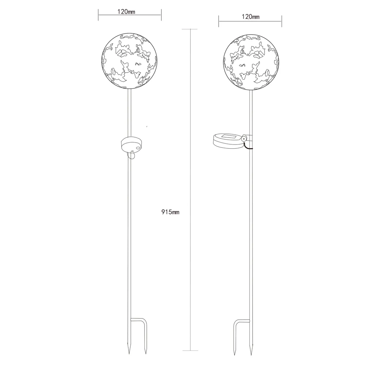 LED-aurinkoenergialla toimiva maapiikkavalaisin 36747, pallomainen,