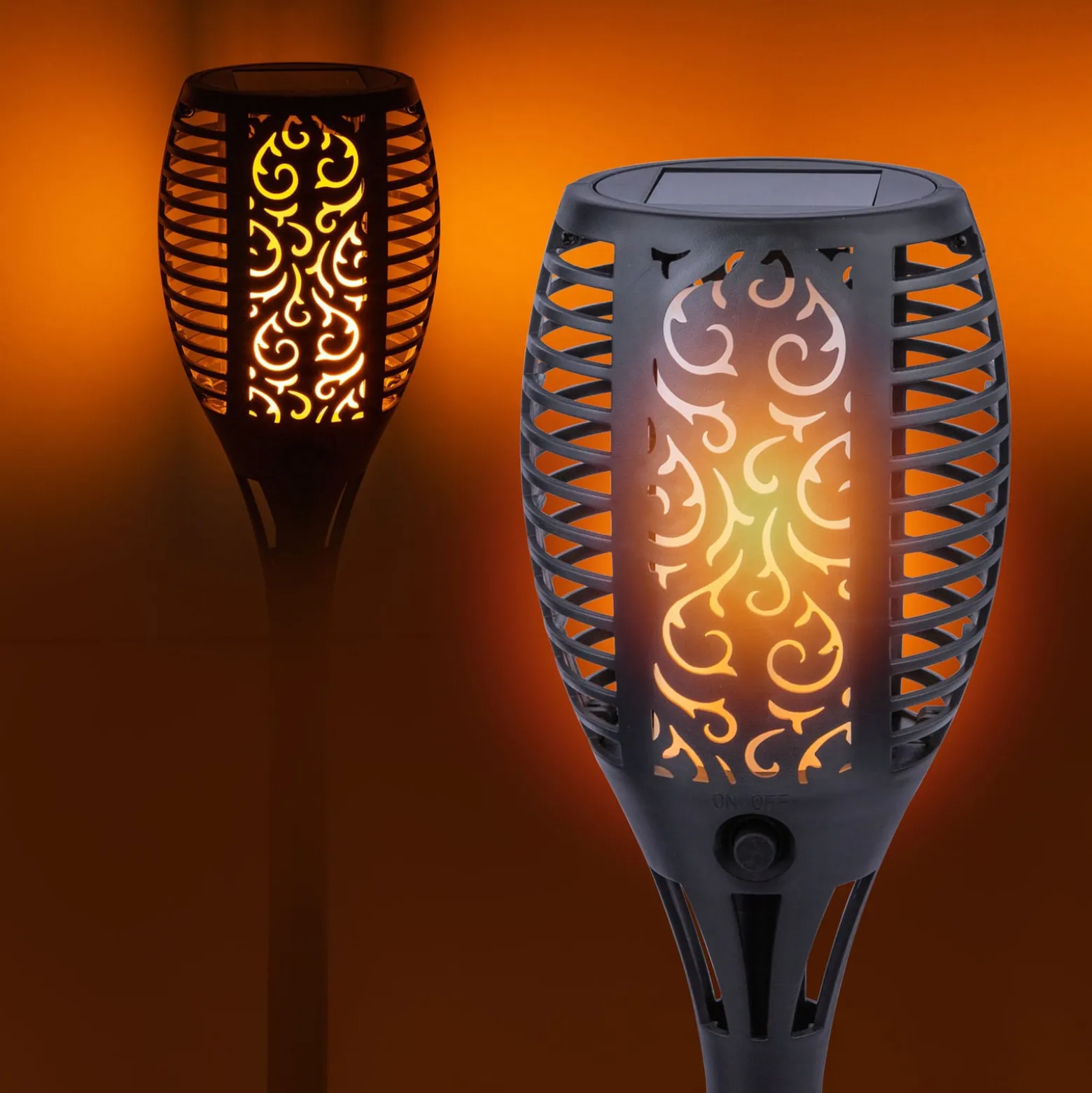 LED-aurinkoenergialla toimiva maapiikkavalaisin 33077 Taskulamppu, musta, muovia