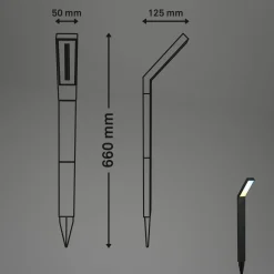 LED-aurinkoenergialla toimiva maapiikkavalo 3796015, musta, muovi, CCT-arvo