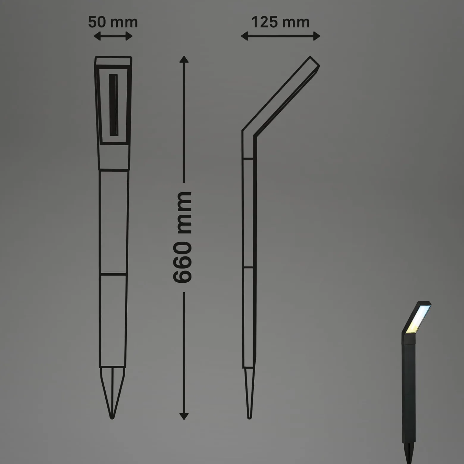 LED-aurinkoenergialla toimiva maapiikkavalo 3796015, musta, muovi, CCT-arvo
