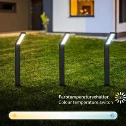 LED-aurinkoenergialla toimiva maapiikkavalo 3796015, musta, muovi, CCT-arvo