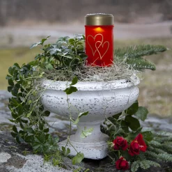 LED-aurinkoenergialla toimiva maapiikkivalo Hearty, punainen/kultainen, 12 cm
