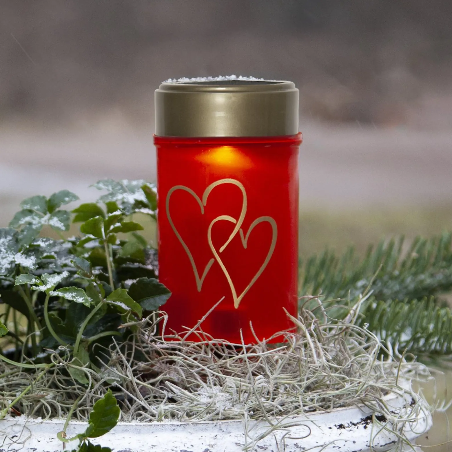 LED-aurinkoenergialla toimiva maapiikkivalo Hearty, punainen/kultainen, 12 cm