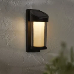 LED-aurinkoenergialla toimiva ulkoseinävalaisin Alippa, musta Korkeus 21 cm