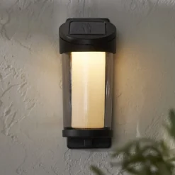 LED-aurinkoenergialla toimiva ulkoseinävalaisin Alippa, musta Korkeus 21 cm