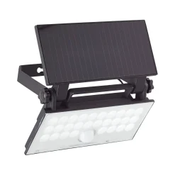 LED-aurinkoenergialla toimiva ulkoseinävalaisin Luton Sensor, musta, W 19