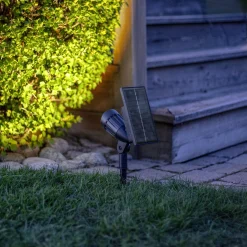 LED-aurinkokäyttöinen kohdevalaisin Powerspot 19 cm RGBW, 80 lm, musta, maakiila