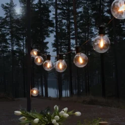 LED-aurinkokäyttöinen valoketju juhliin, 7 W, keltainen, IP44, 1800 K