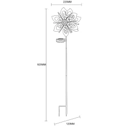 LED aurinko maa piikki valo 36571, kukka, tuulikello, metallia