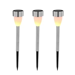 LED-aurinkopaneelilla varustettu maapiikkivalaisin 33576-3, ruostumaton teräs,