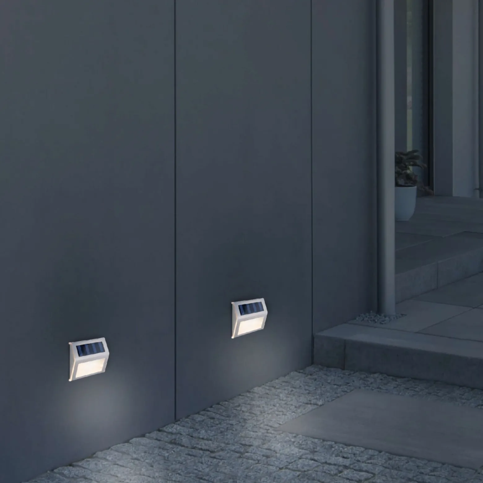 LED-aurinkopaneelilla varustettu ulkoseinävalaisin 5282104, ruostumaton teräs,