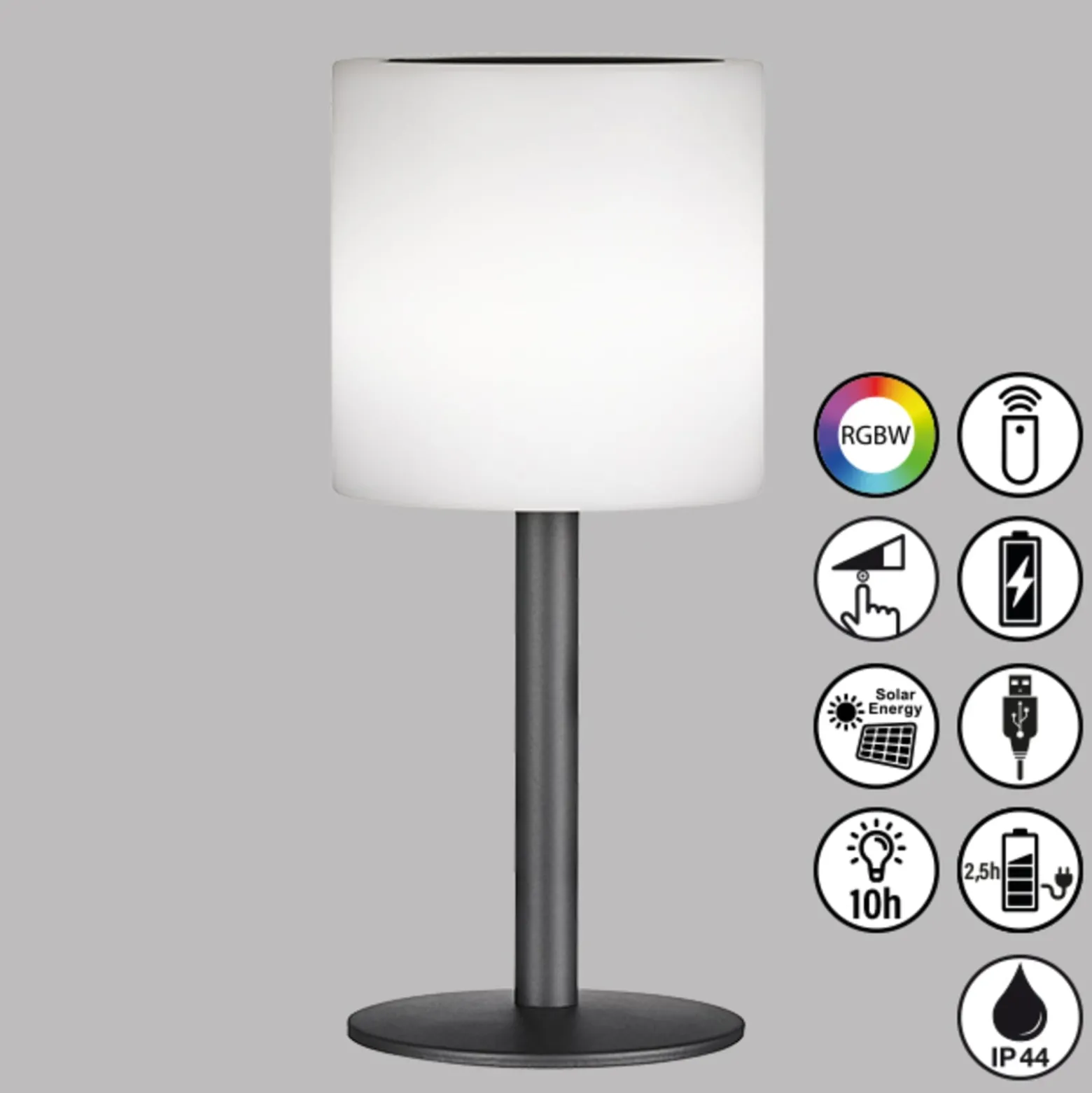 LED-aurinkopöytälamppu Lesina hiekan/valkoinen