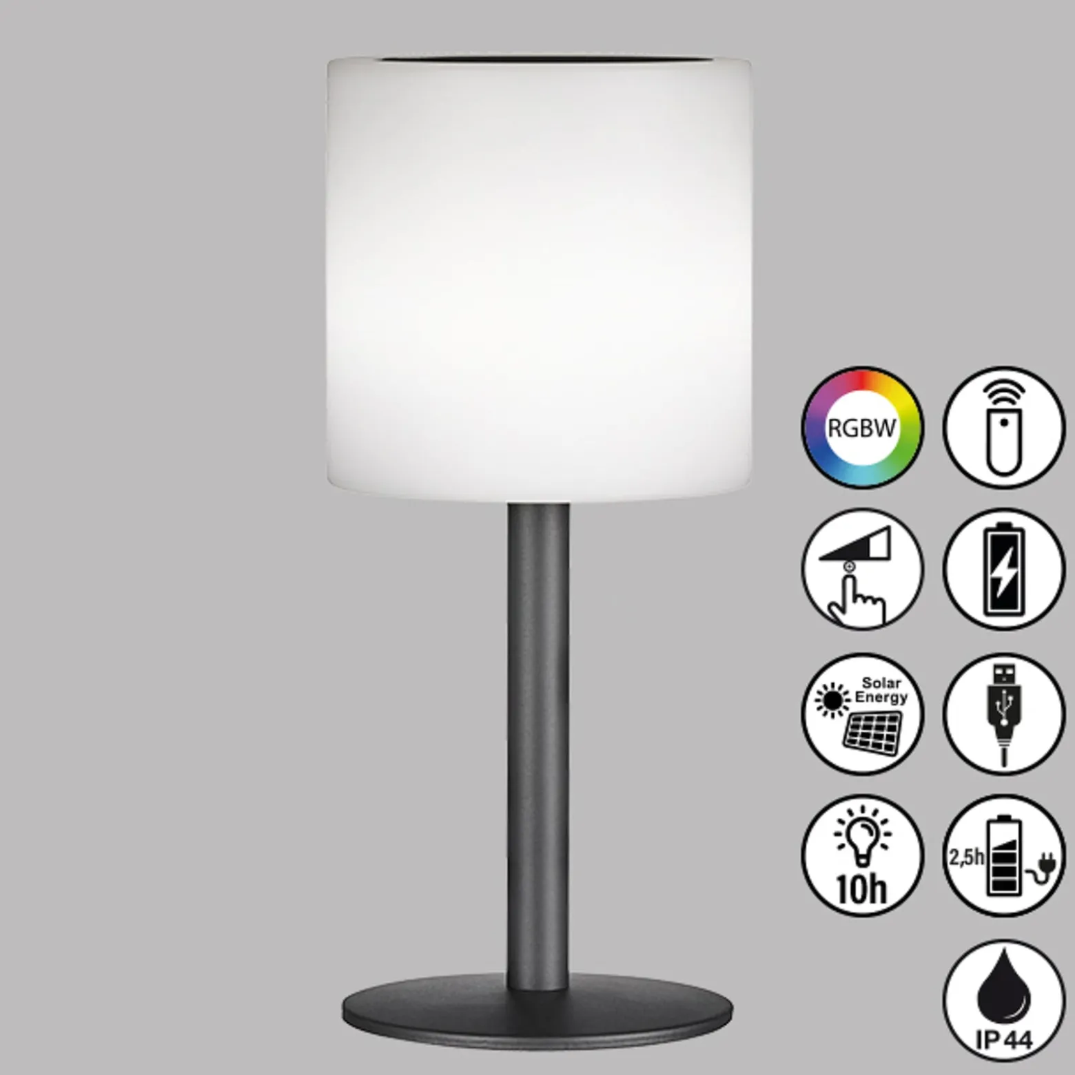 LED-aurinkopöytälamppu Lesina hiekan/valkoinen