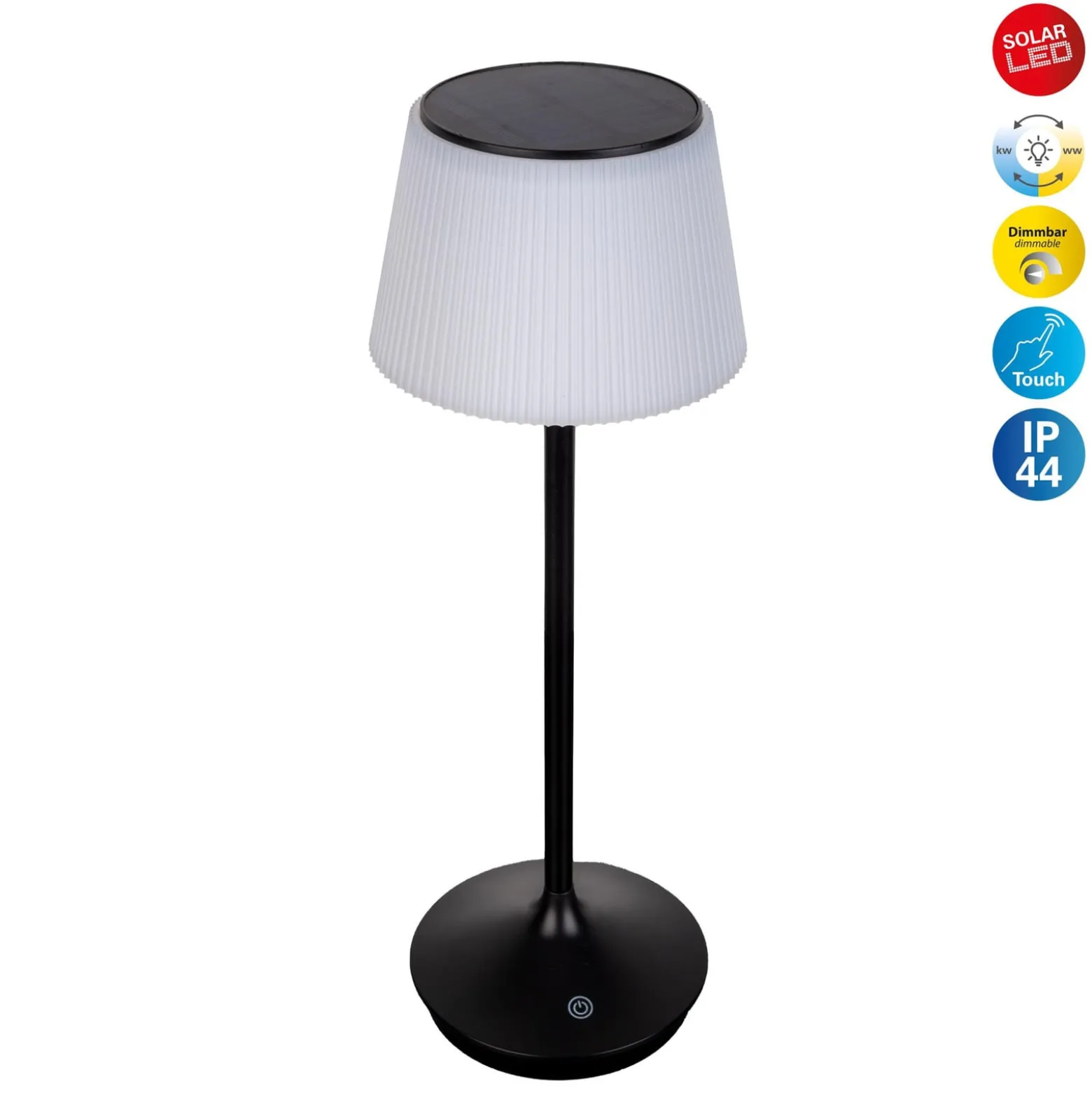 LED-aurinko-pöytävalaisin Emmi CCT ladattava musta