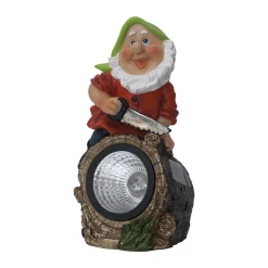LED-aurinkovalaisin Gnomy värikäs/punainen muovi 21 cm metsuri Gnomy