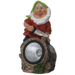LED-aurinkovalaisin Gnomy värikäs/punainen muovi 21 cm metsuri Gnomy