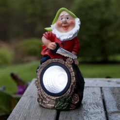 LED-aurinkovalaisin Gnomy värikäs/punainen muovi 21 cm metsuri Gnomy