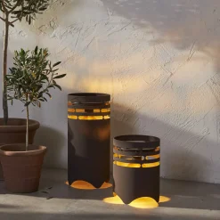 LED-aurinkovalaisin Marron, korkeus 25 cm, ruskea, metalli, USB-C
