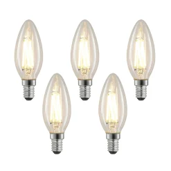 LED-filamenttilamppu E14 4W 827 kynttilä him., 5x