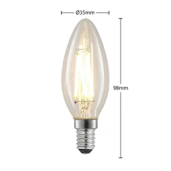 LED-filamenttilamppu E14 4W 827 kynttilä him., 3x