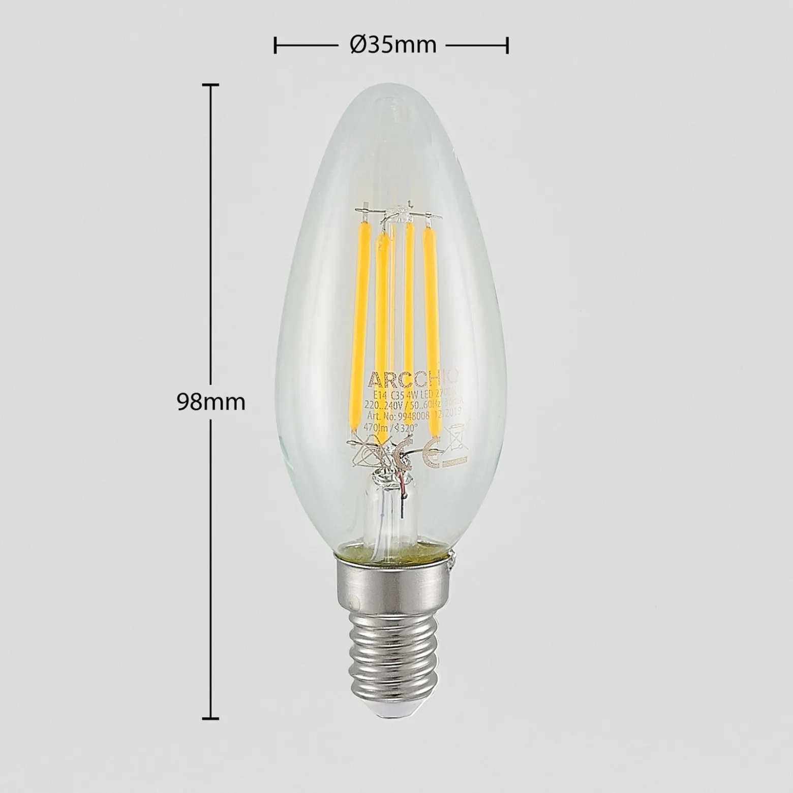 LED-filamenttilamppu E14 4W 827 3-vaihehimmen, 3x