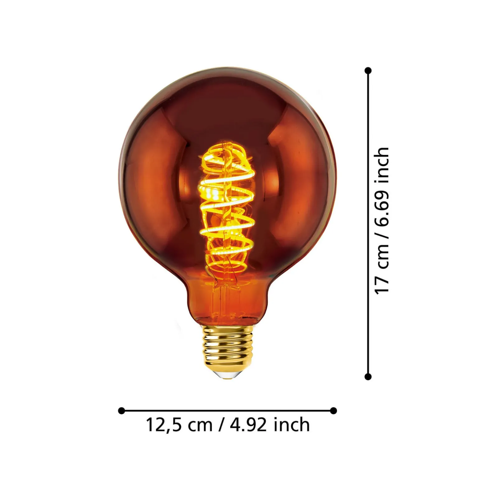 LED Globe E27 G125 4W 2 000 K filament kupari