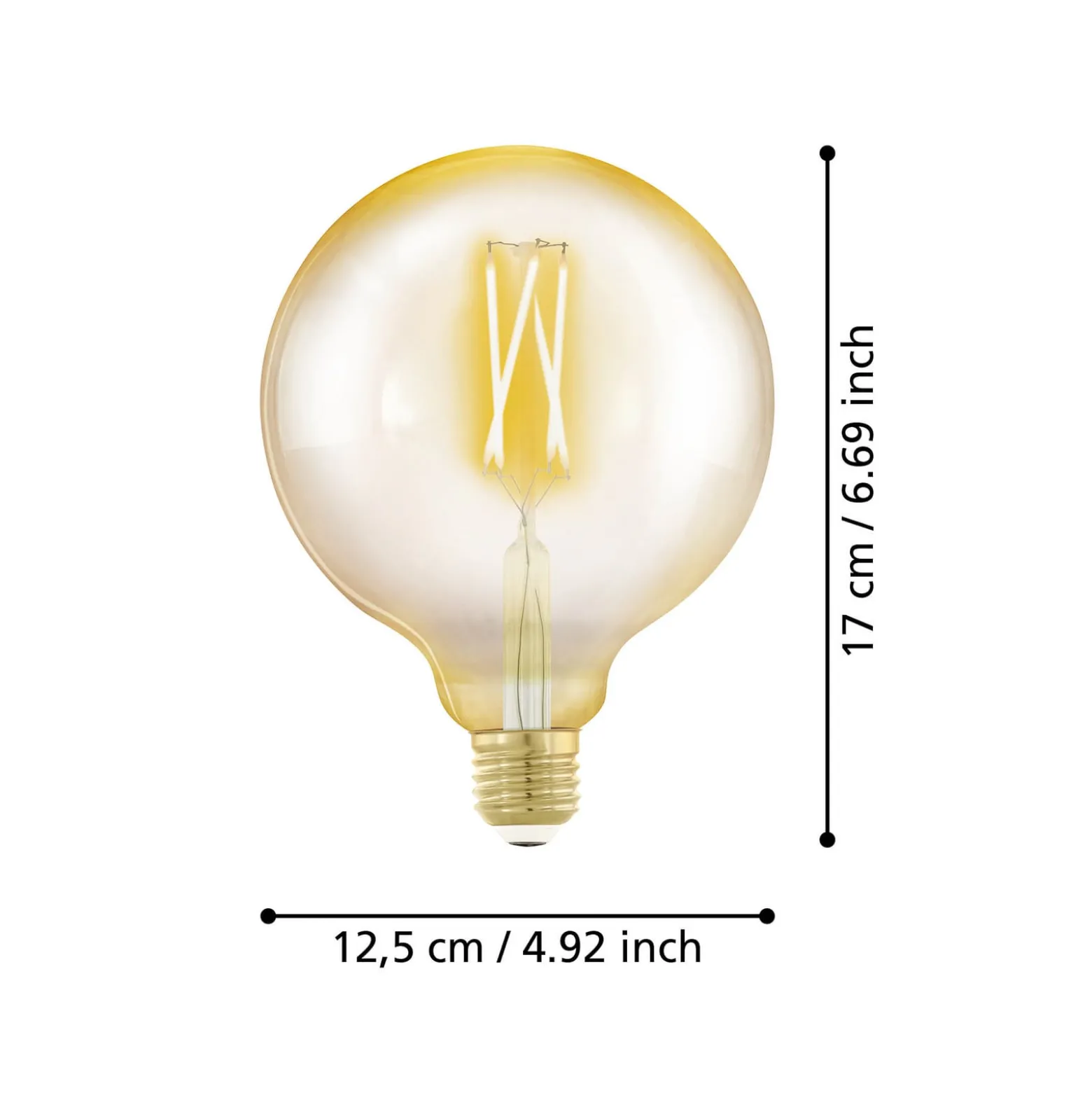 LED-globe-lamppu E27 G125 4W 1700 K filament kulta