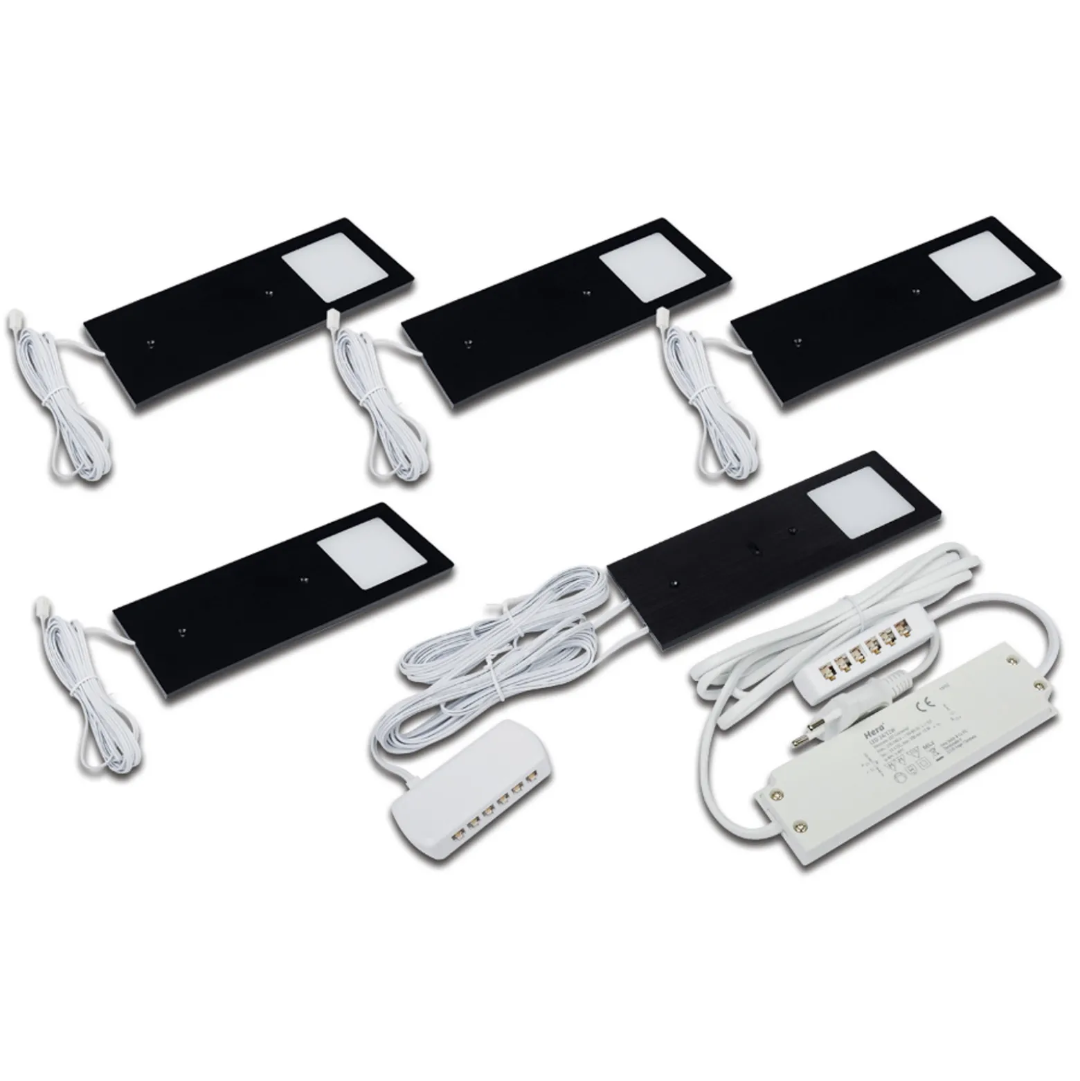 LED-kaapinalusvalaisin Eco-Pad F 5 kpl 3000K musta