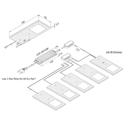 LED-kaapinalusvalaisin Eco-Pad F 5 kpl 3000K musta