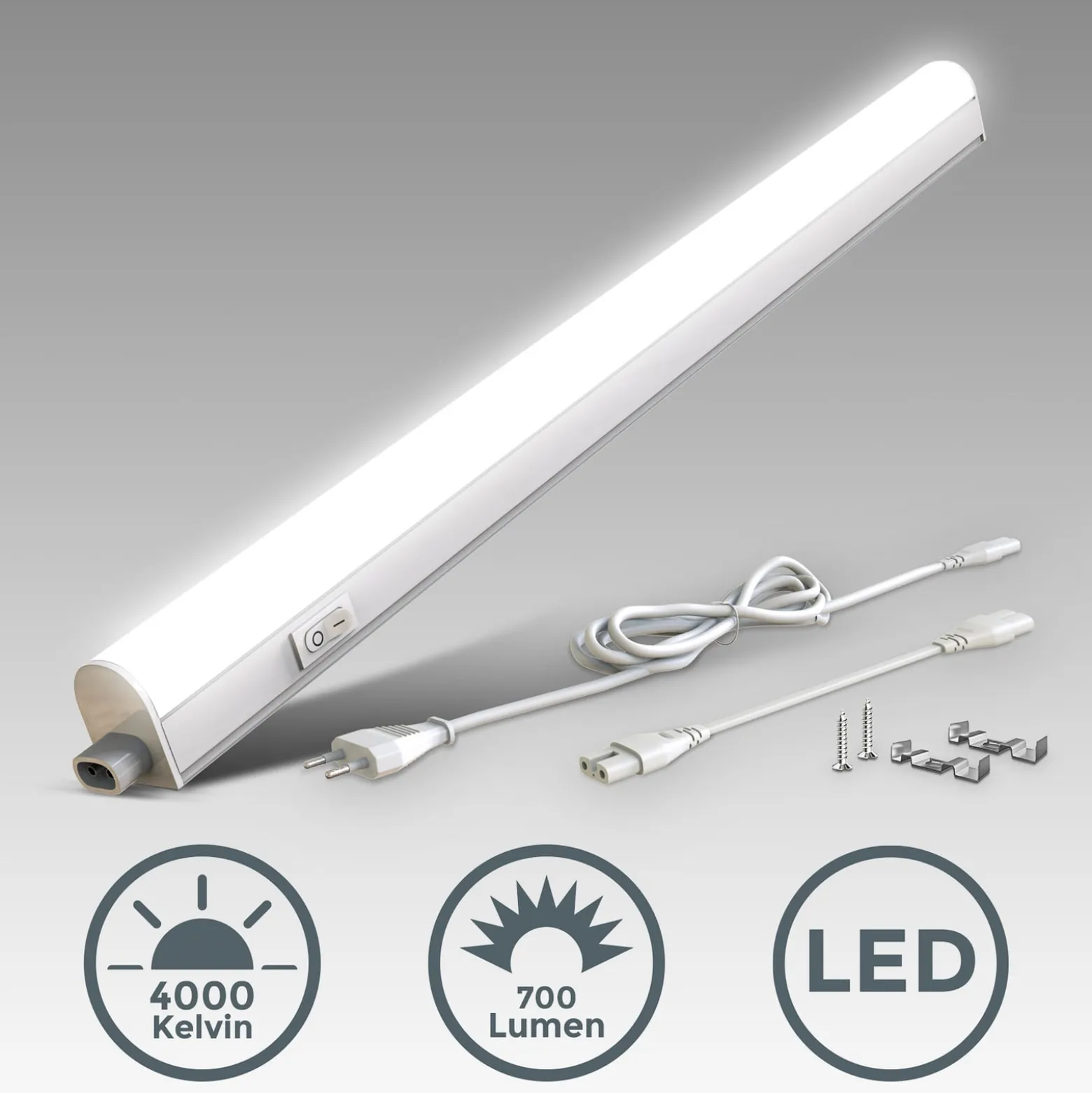 LED-kaapinalusvalaisin June, valkoinen, pituus 57,3 cm, 4 000 K