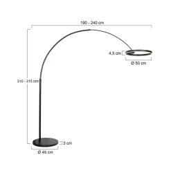 LED-kaarivalaisin Ringlux, musta, metalli, CCT, himmennettävä