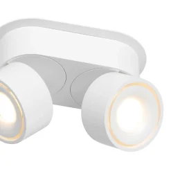 LED-kattokohdevalo Fez, valkoinen, 2-lamppuinen, metalli, kääntyvä