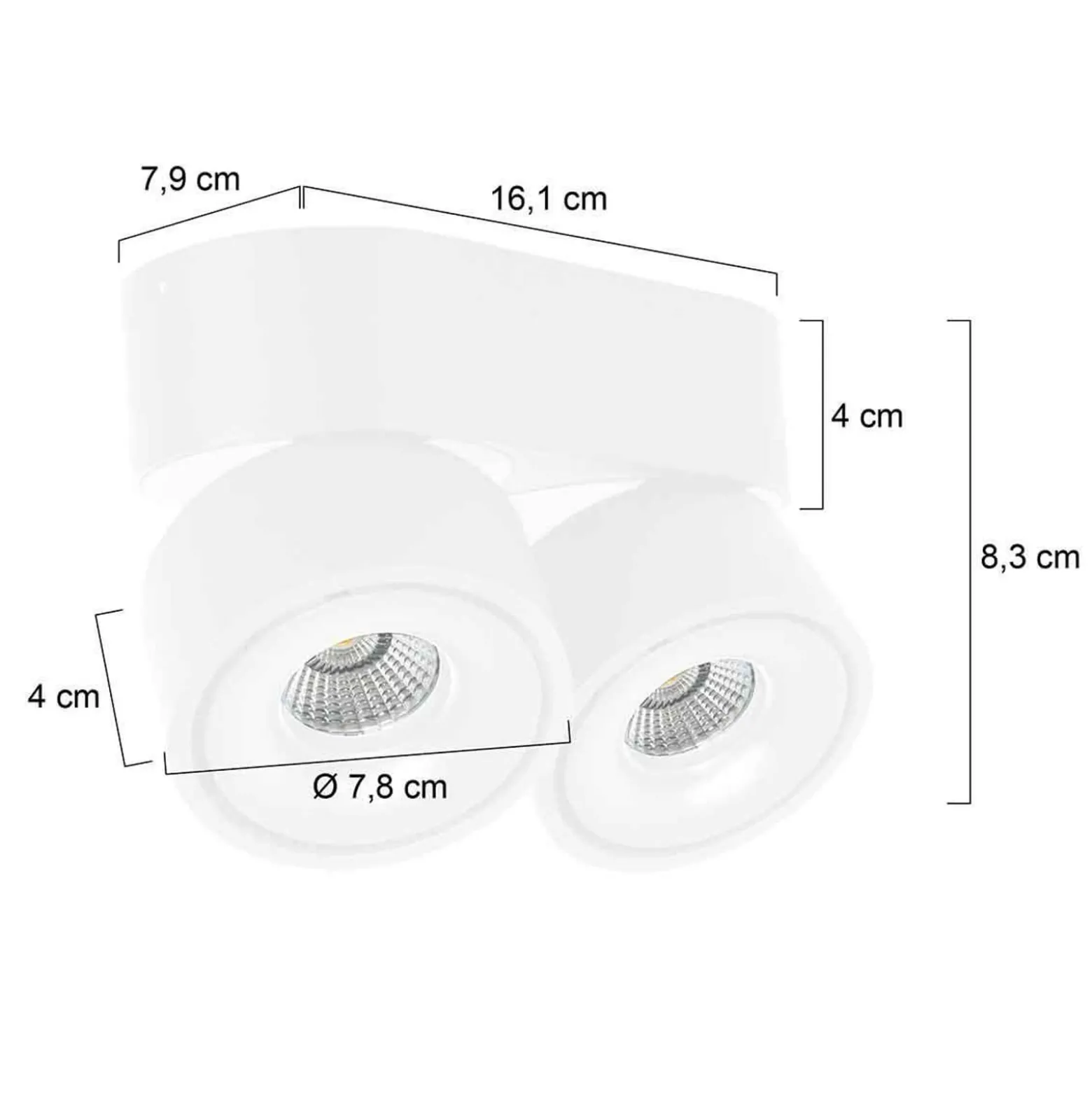 LED-kattokohdevalo Fez, valkoinen, 2-lamppuinen, metalli, kääntyvä