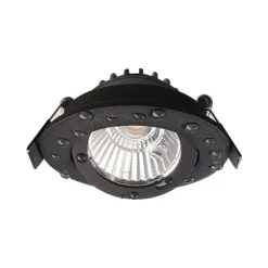LED-kattoon upotettava valaisin Dione, IP44, 4000 K, musta, himmeä