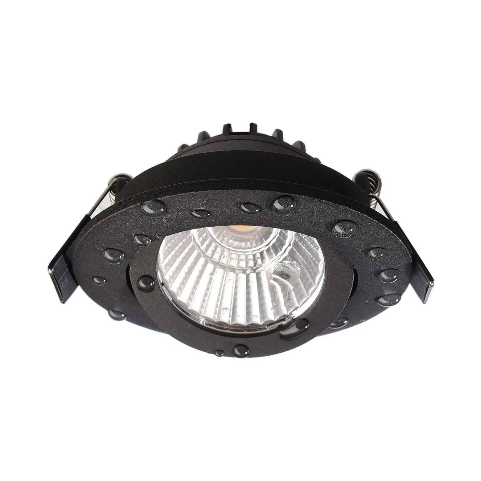 LED-kattoon upotettava valaisin Dione, IP44, 4000 K, musta, himmeä