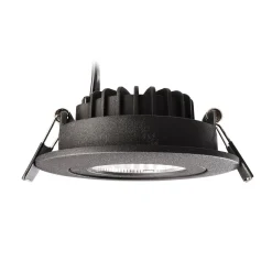 LED-kattoon upotettava valaisin Dione, IP44, 4000 K, musta, himmeä