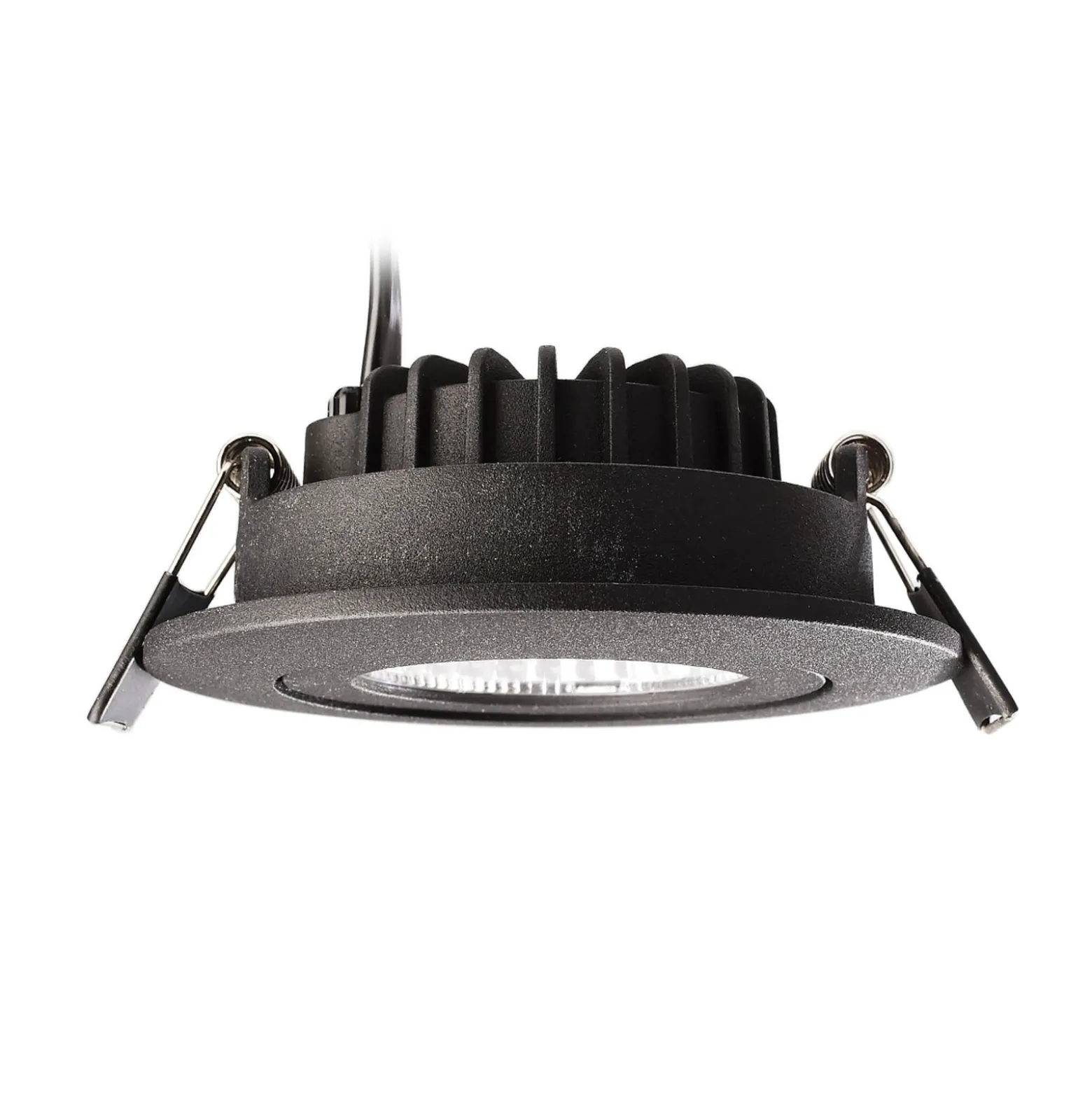 LED-kattoon upotettava valaisin Dione, IP44, 4000 K, musta, himmeä
