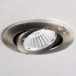 LED-kattoon upotettava valaisin Dione, IP44, 4000 K, nikkeli, himmeä