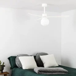 LED-kattotuuletin Amelia Ball L, valkoinen, tasavirtakäyttöinen, hiljainen, 132