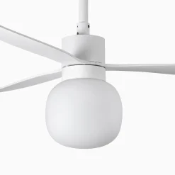 LED-kattotuuletin Amelia Ball L, valkoinen, tasavirtakäyttöinen, hiljainen, 132