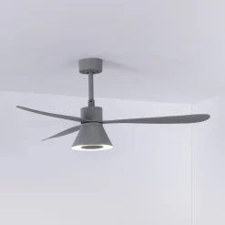 LED-kattotuuletin Amelia Cone L, harmaa, DC, hiljainen, 132 cm