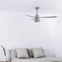 LED-kattotuuletin Amelia Cone L, harmaa, DC, hiljainen, 132 cm