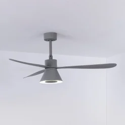 LED-kattotuuletin Amelia Cone L, harmaa, DC, hiljainen, 132 cm