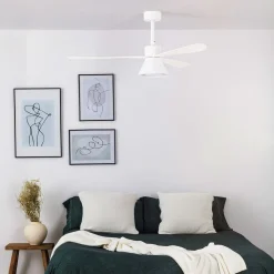 LED-kattotuuletin Amelia Cone L, valkoinen, tasavirtakäyttöinen, hiljainen, 132
